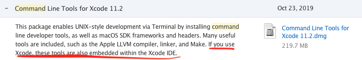 installing command line tools for xcode